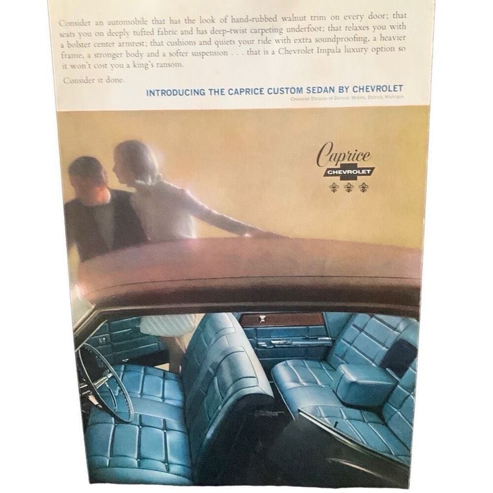 Vintage 1965 Chevrolet Chevy Caprice Custom Sedan Ad Advertisement